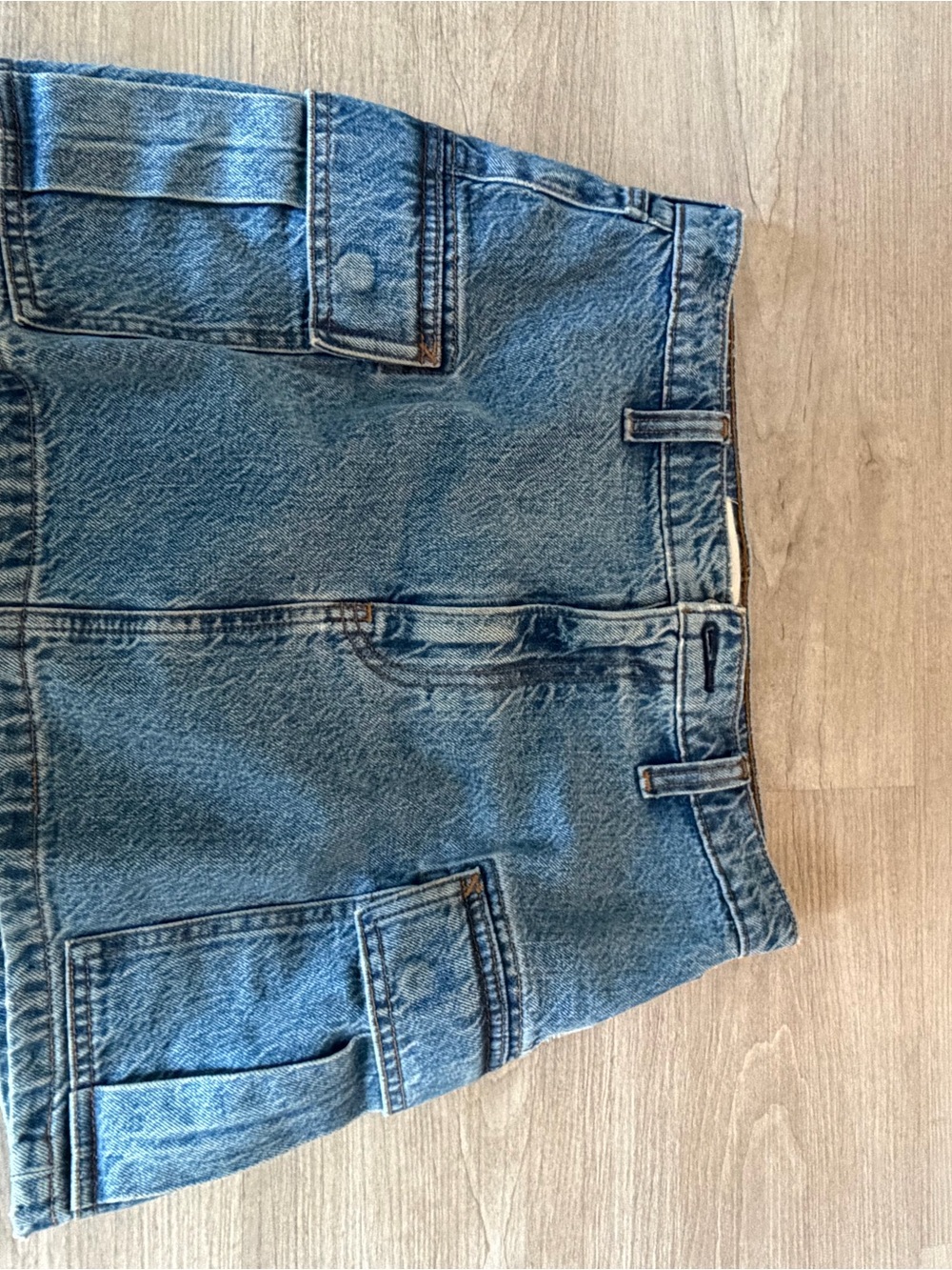 Abercrombie & Fitch Blue Denim Jeans Skirt with Patch Pockets